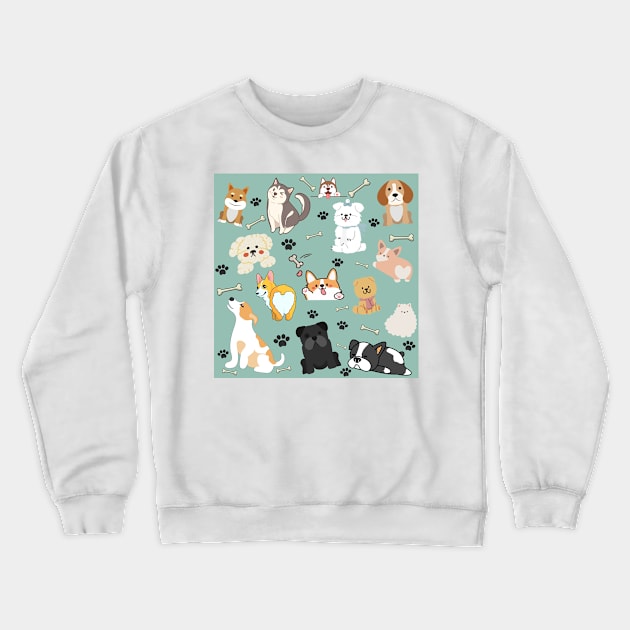 Cute Dog Themed Pattern #3 Crewneck Sweatshirt by Trendy-Now